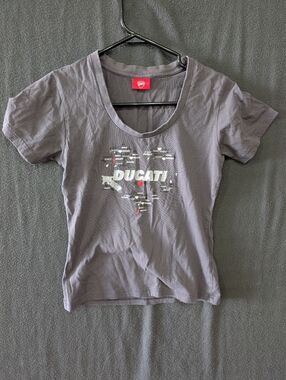 Ducati Heart Logo Gray Women's T-shirt - Size S